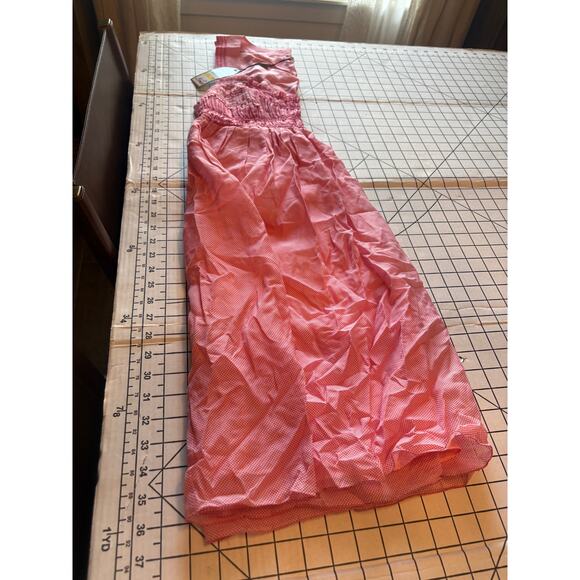 NWT Max Studio Cotton SILK Sleeveless Pink Smocked Beaded Bust Dress Sz M - Picture 15 of 15